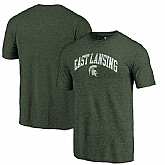 Michigan State Spartans Fanatics Branded Heathered Green Hometown Arched City Tri Blend T-Shirt